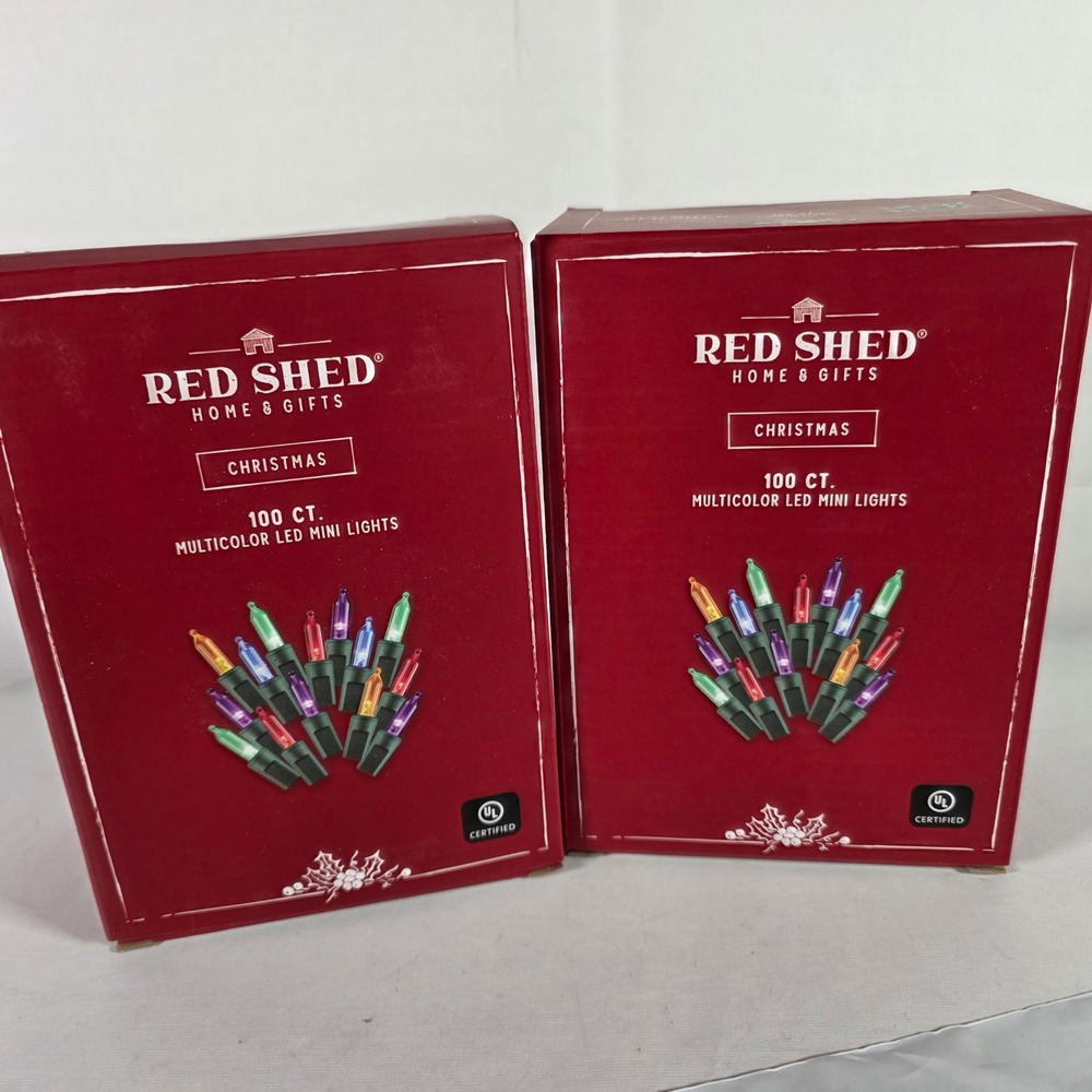 Red Shed Christmas 100 Ct Multicolor LED Mini Lights Green Wire Set of 2